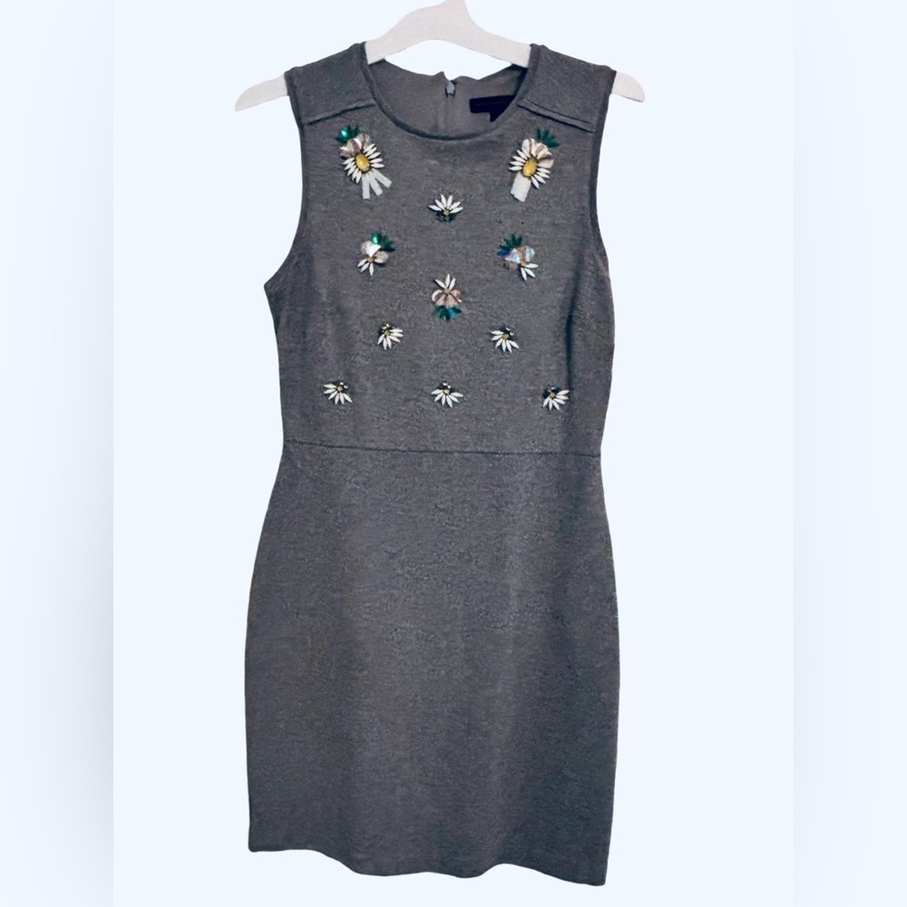 Banana Republic Charcoal beaded floral design sheath dress